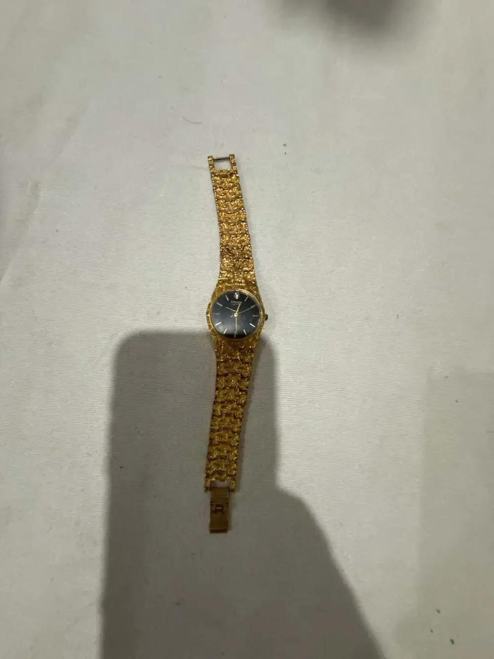 Vintage Gruen Precision Quartz Women Watch Diamond Accent Gold Nugget